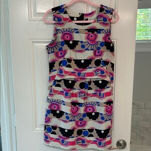 Milly Colorful Mini Dress with Pink, Blue, and Black Accents